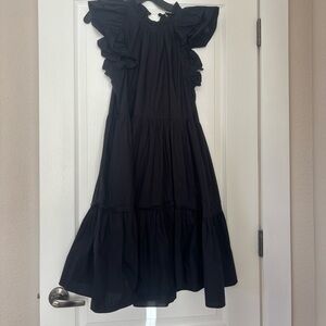 ULLA JOHNSON black ruffle dress